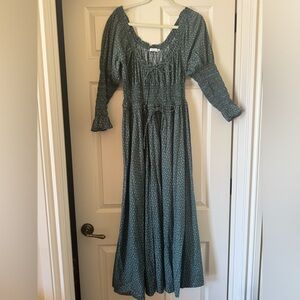 Doen, maxi dress, floral green, size large